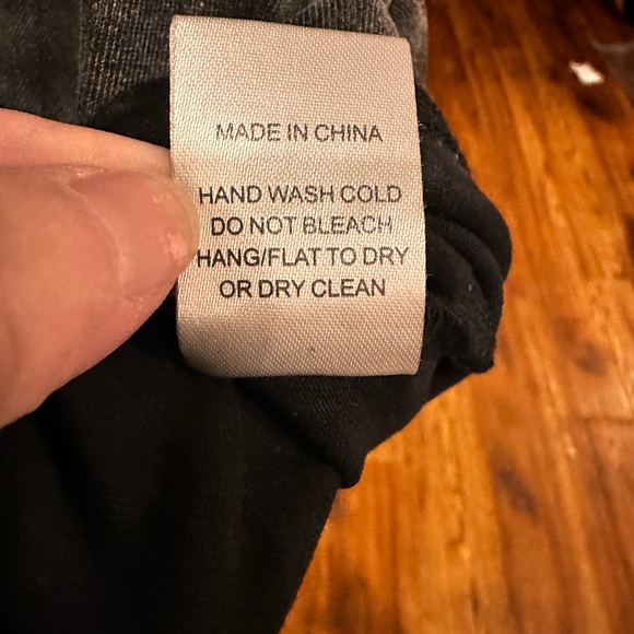 ODDY XL Acid Washed Black T with Delicate Lace Sleeves. PtP 24” Length 39” - Picture 7 of 7